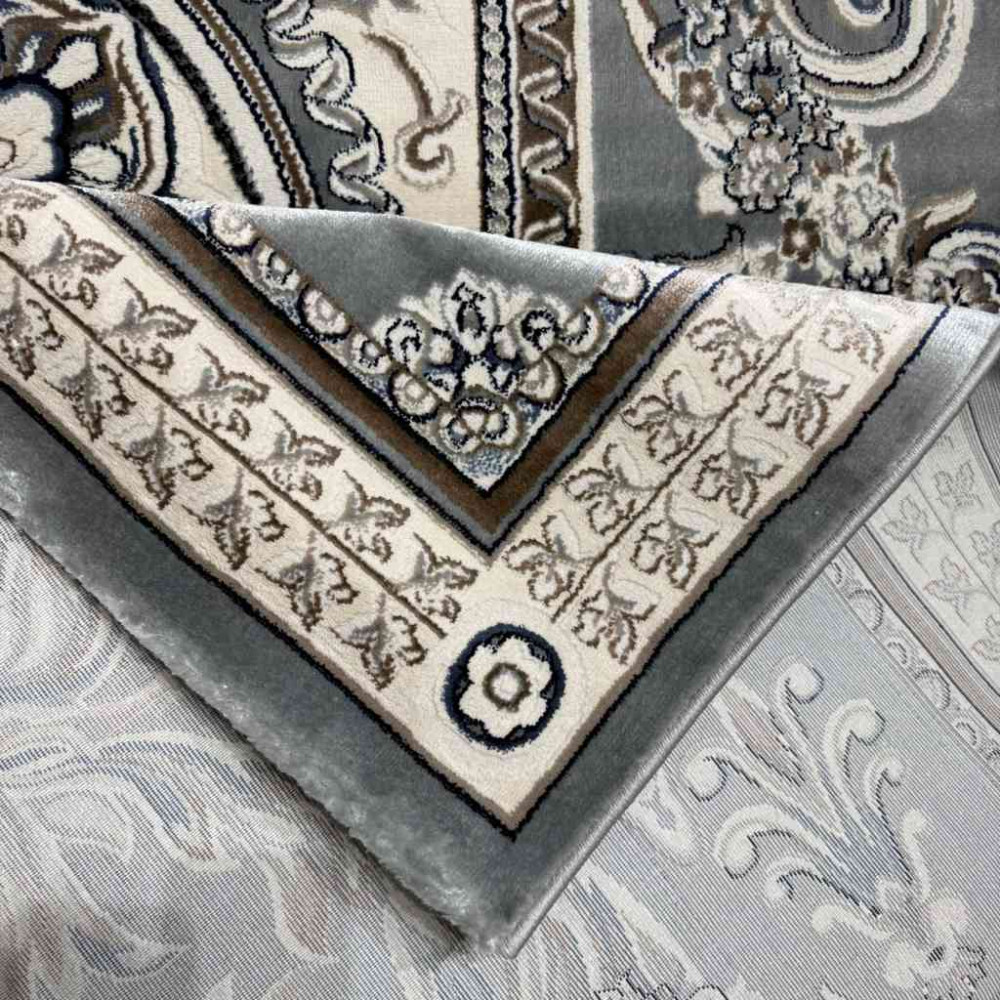 سجاد تركي ياسمين نقش فرنسي 9052A رصاصي مقاس 150*220