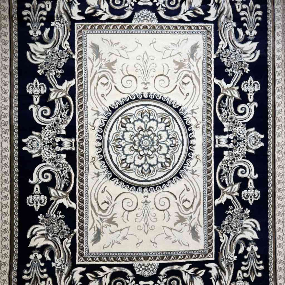 سجاد تركي ياسمين نقش فرنسي 9052A كحلي مقاس 100*200