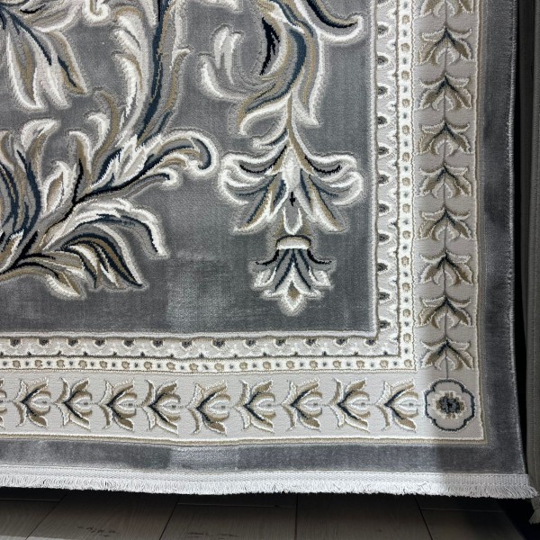 سجاد تركي نقش فرنسي باريس 32125B رصاصي مقاس 300*400