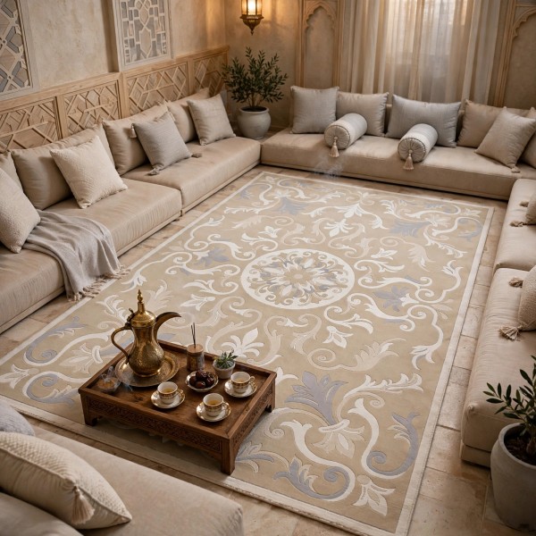 Hand woven AlHibah rug Korean design HR18A cream beige size 300*400