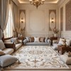 Hand woven AlHibah rug Korean design HR18A cream Dark beige size 400*800