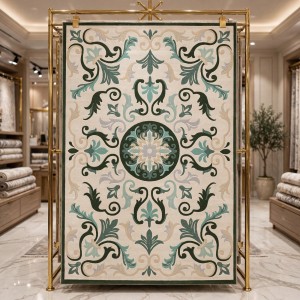 Hand woven AlHibah rug Korean design HR18A cream Dark green size 300*400