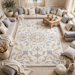 Hand woven AlHibah rug Korean design HR18A Light gray beige size 200*300