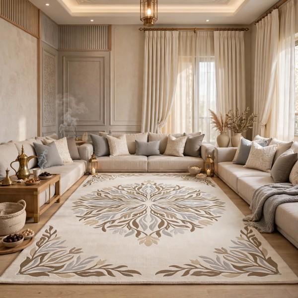 Hand woven AlHibah rug Korean design HR19A cream Dark beige size 400*700