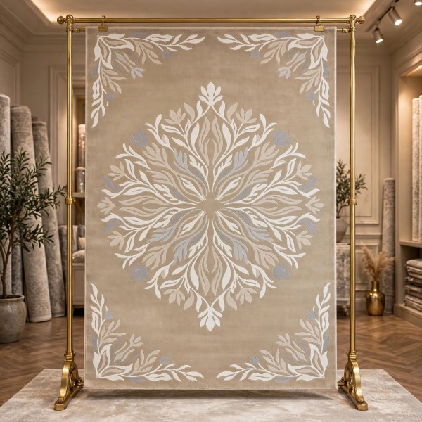 Hand woven AlHibah rug Korean design HR19A beige cream size 400*700