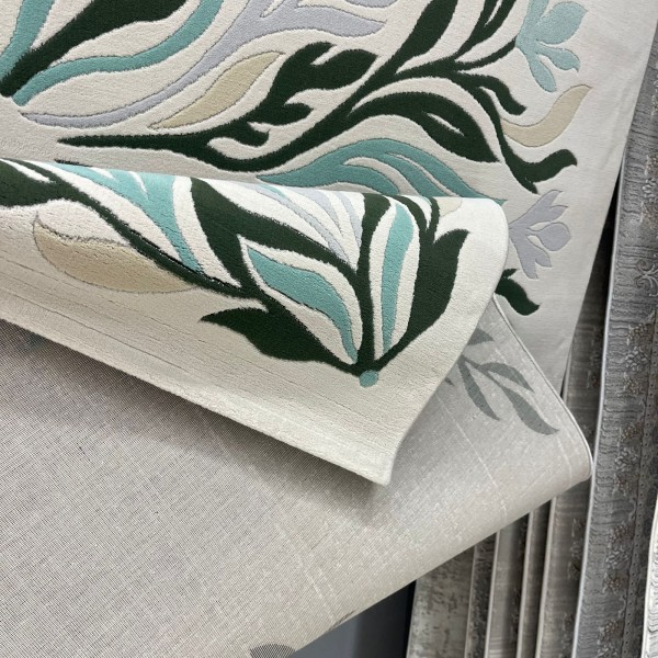 Hand woven AlHibah rug Korean design HR19A cream Dark green size 400*500