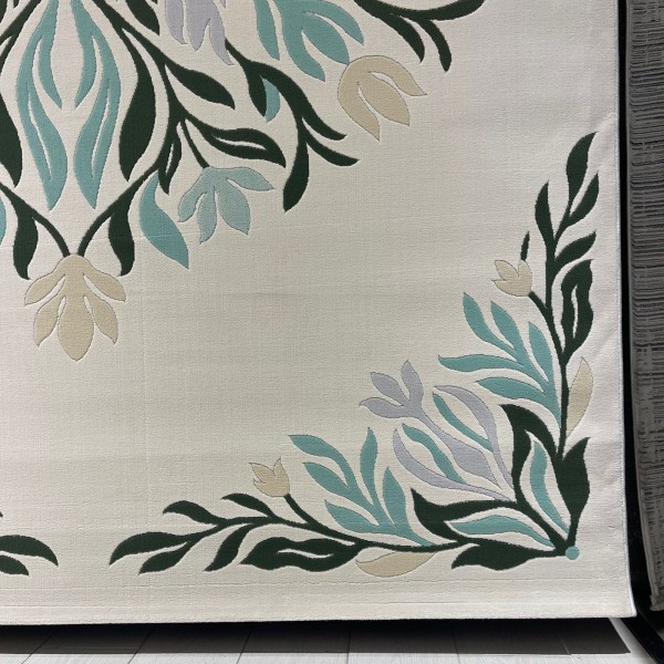 Hand woven AlHibah rug Korean design HR19A cream Dark green size 400*500