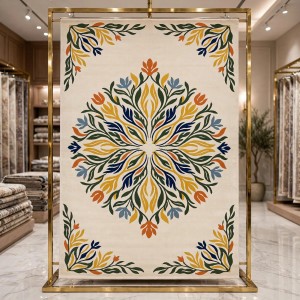 Hand woven AlHibah rug Korean design HR19A cream vavy size 200*300