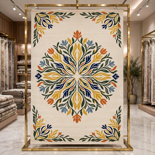 Hand woven AlHibah rug Korean design HR19A cream vavy size 200*300