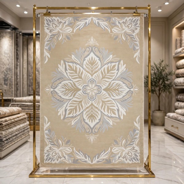 Hand woven AlHibah rug Korean design HR22A beige cream size 400*800