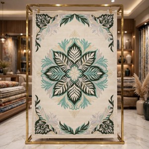 Hand woven AlHibah rug Korean design HR22A cream Dark green size 200*300