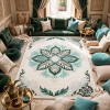 Hand woven AlHibah rug Korean design HR22A cream Dark green size 200*300