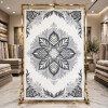 سجاد يدوي الهبه تصميم كوري HR22A رصاصي فاتح بيج مقاس 400*700