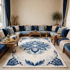 Hand woven AlHibah rug Korean design HR22A cream vavy size 400*700