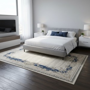 سجاد تركي مودرن لمسة HD37A كريم سماوي مقاس 200*300