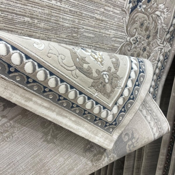 سجاد تركي مودرن لمسة HD37A كريم سماوي مقاس 200*300