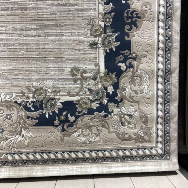 سجاد تركي مودرن لمسة HD37A كريم سماوي مقاس 200*300