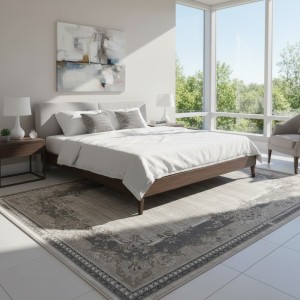 سجاد تركي مودرن لمسة HD37A كريم ابيض مقاس 150*220