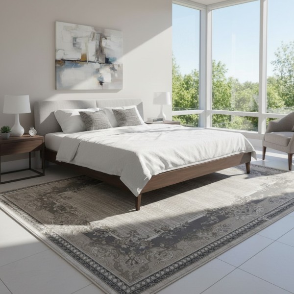 سجاد تركي مودرن لمسة HD37A كريم ابيض مقاس 150*220