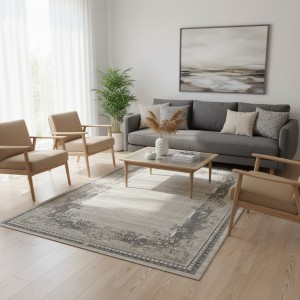 سجاد تركي مودرن لمسة HD37A كريم ابيض مقاس 150*220