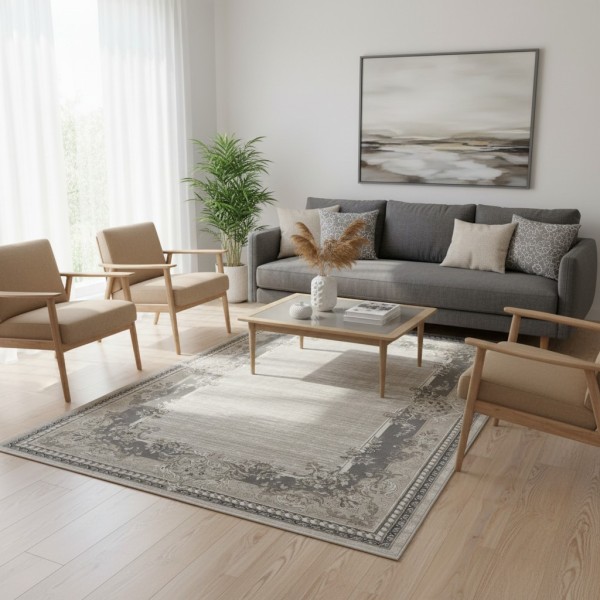 سجاد تركي مودرن لمسة HD37A كريم ابيض مقاس 150*220