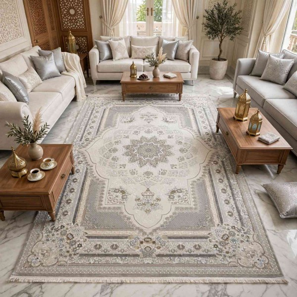 سجاد ميرال تركي كلاسيك EK26A كريم رصاصي مقاس 100*400