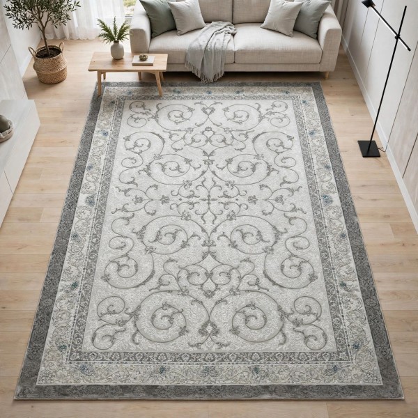 سجاد تركي نرجس نقش فرنسي 31829A رصاصي مقاس 150*220