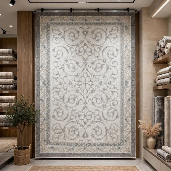 سجاد تركي نرجس نقش فرنسي 31829A رصاصي مقاس 150*220