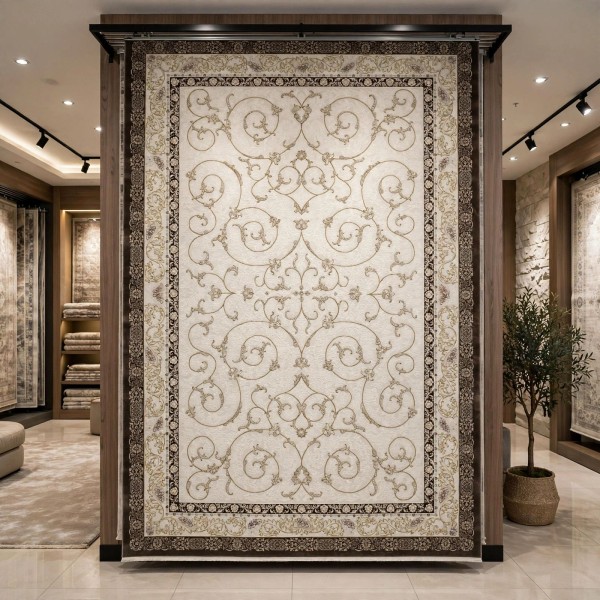 سجاد تركي نرجس نقش فرنسي 31829A بني مقاس 150*220