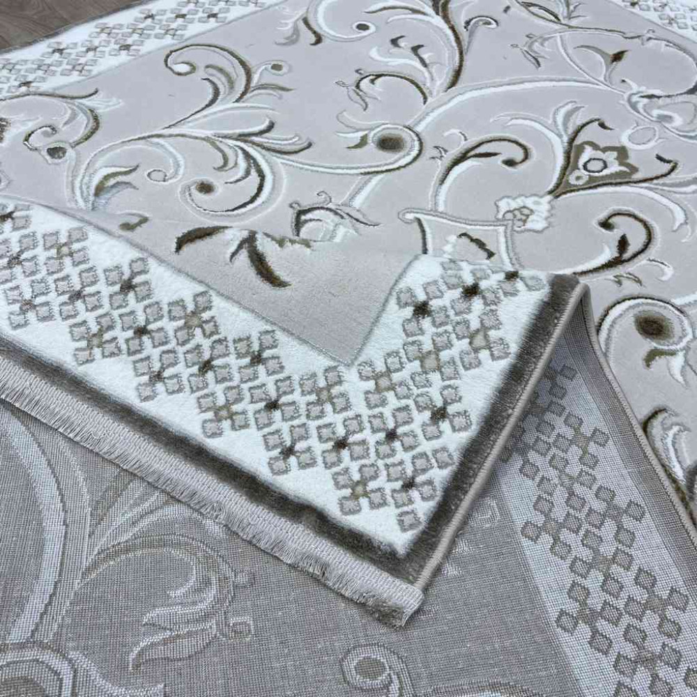 سجاد تركي نرمين نقش فرنسي AM77A كريم بيج مقاس 100*200