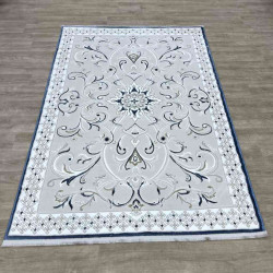 سجاد تركي نرمين نقش فرنسي AM77A كريم سماوي غامق مقاس 100*200