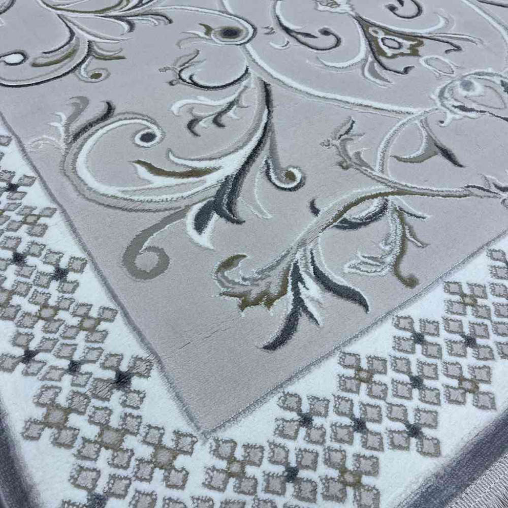 سجاد تركي نرمين نقش فرنسي AM77A كريم رصاصي مقاس 80*150