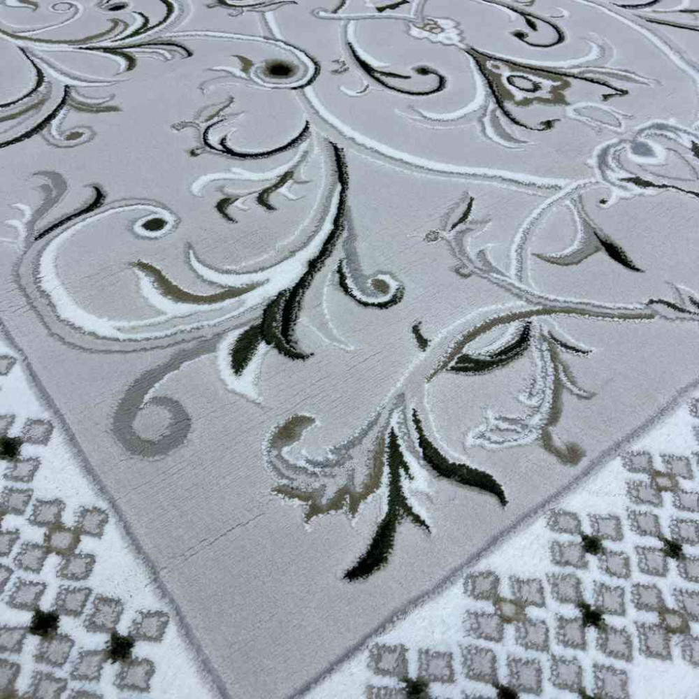 سجاد تركي نرمين نقش فرنسي AM77A كريم اخضر مقاس 80*150