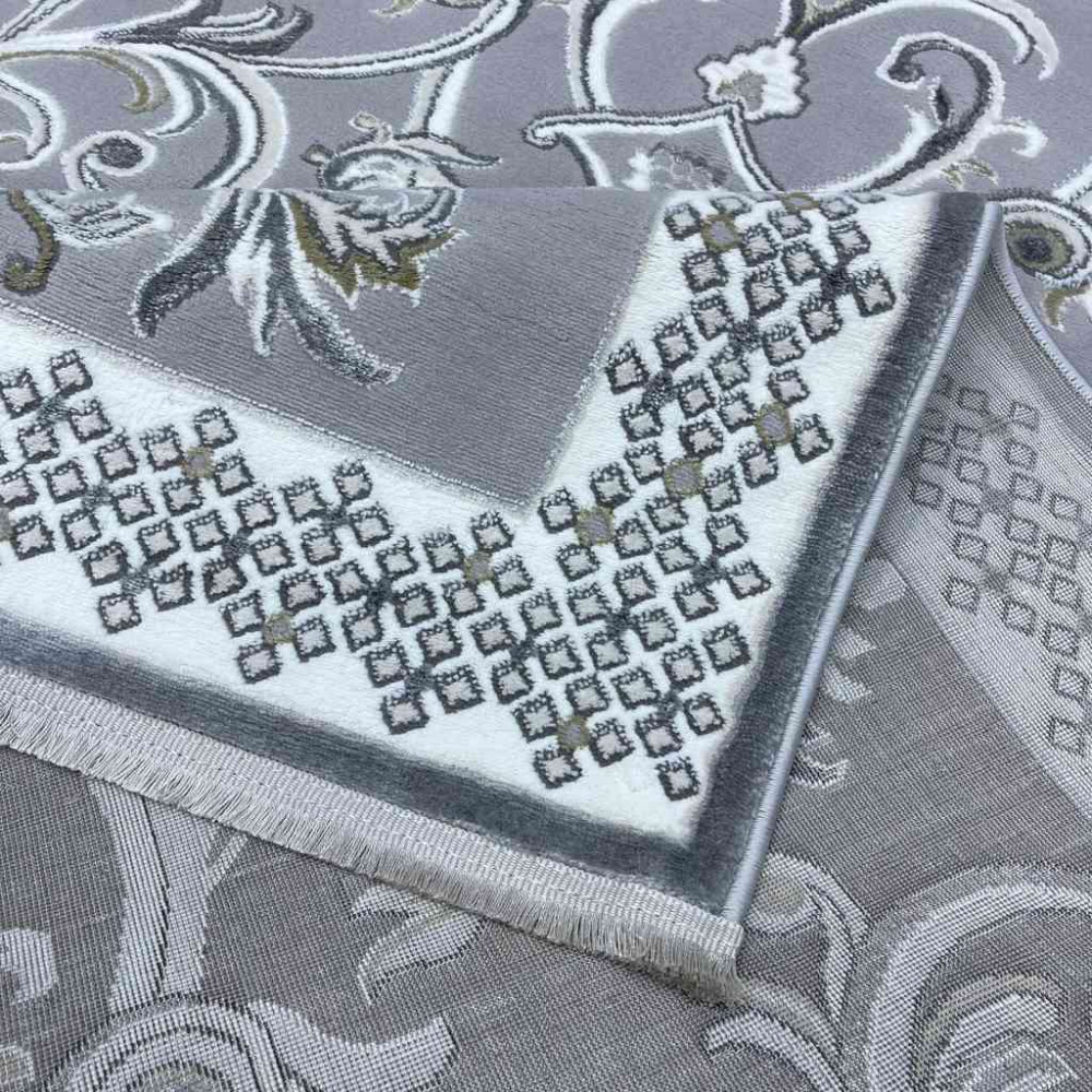 سجاد تركي نرمين نقش فرنسي AM77A رصاصي مقاس 300*400