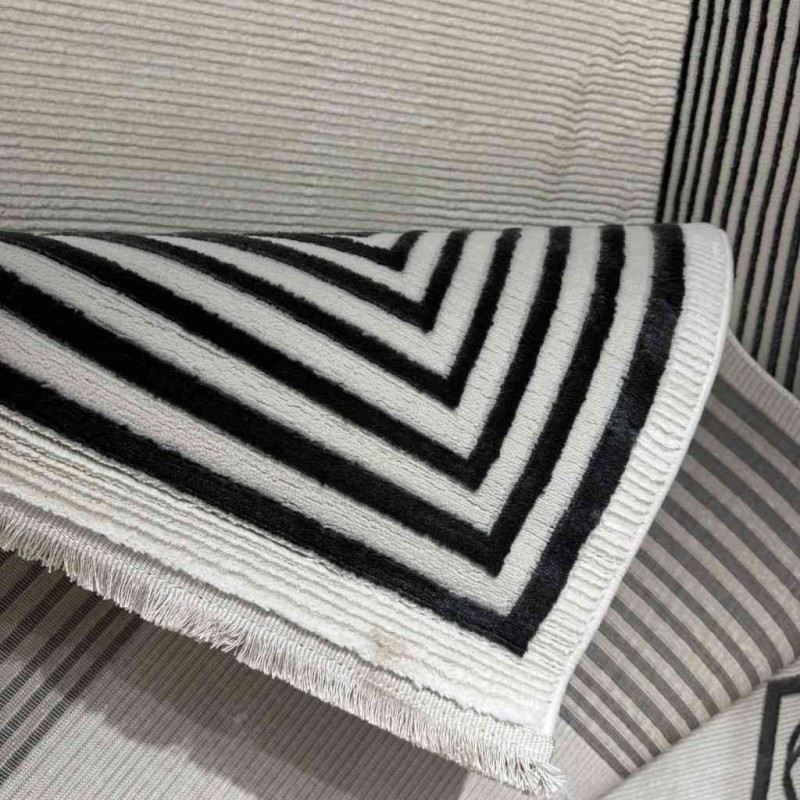 Turkish rug modern frame 44 white black size 200*300