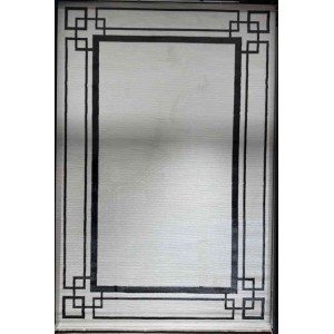 Turkish rug modern frame 76 white black size 100*200