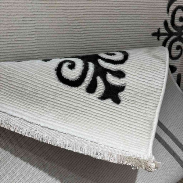 Turkish rug modern frame 76 white black size 100*200