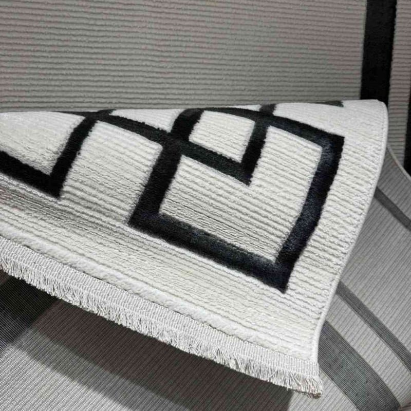 Turkish rug modern frame 81 white black size 300*400
