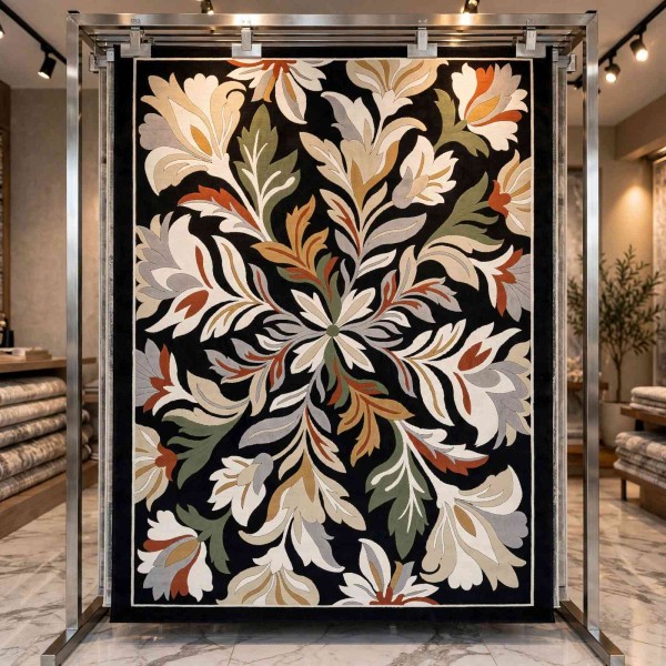 Turkish rug ANATOLIA French pattern D0034 ANTHRASIT COKME black size 100x200