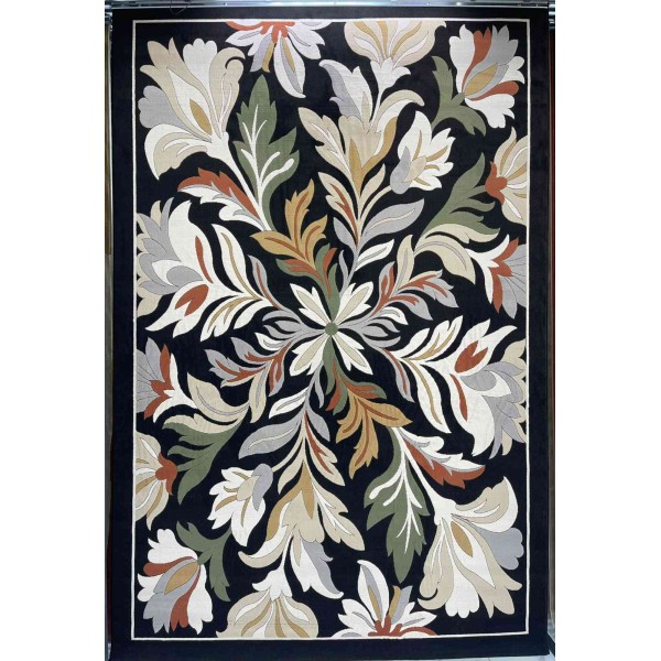 Turkish rug ANATOLIA French pattern D0034 ANTHRASIT COKME black size 100x200