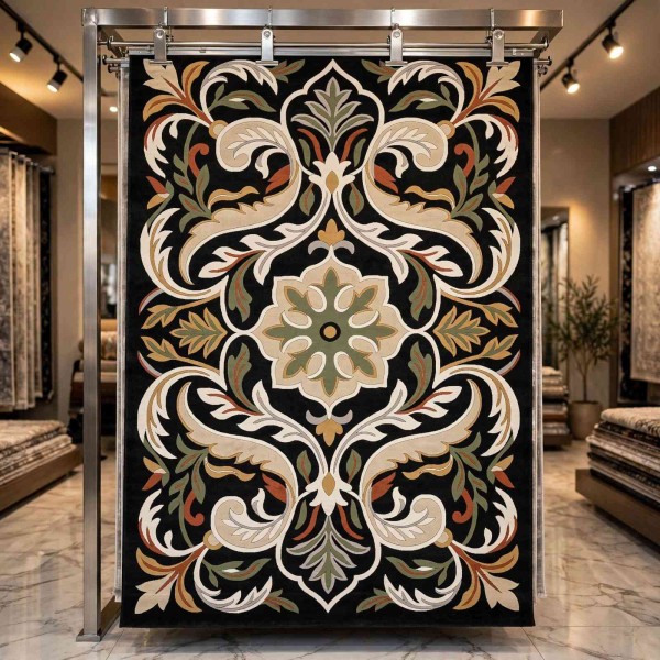 Turkish rug ANATOLIA French pattern D0036 ANTHRASIT COKME black size 250*350