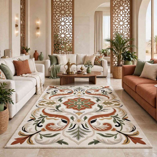 Turkish rug ANATOLIA French pattern D0036 WHITE COKME size 50*80