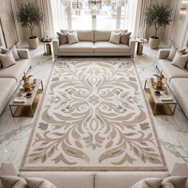 Anatolia Trend Collection Rug French-Turkish Design D030B white Light beig size 400*500