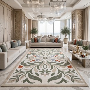 Anatolia Trend Collection Rug French-Turkish Design D030B white green size 100*300