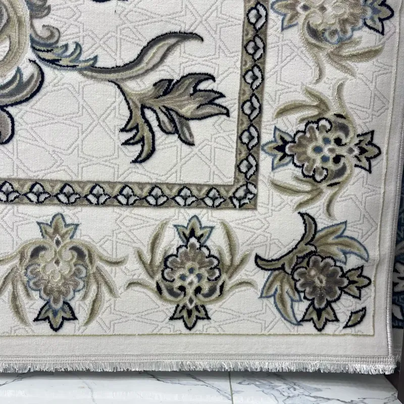 Turkish Jumana rug French pattern palaces 007114 cream SHRINK size 100*300