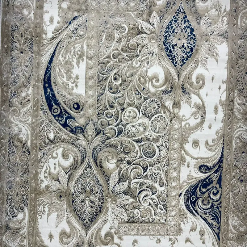 New Bohemian Turkish Kashan 3D Carpet 8339B blue Size 80*150
