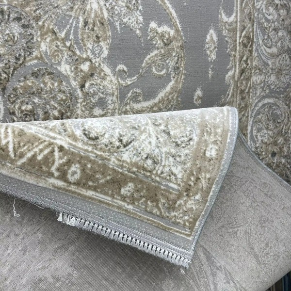 New Bohemian Turkish Kashan 3D Carpet 8339B gray Size 100*300