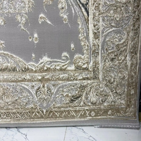 New Bohemian Turkish Kashan 3D Carpet 8339B gray Size 100*300