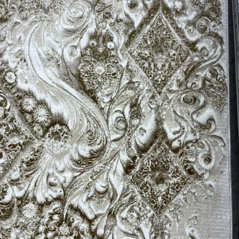 New Bohemian Turkish Kashan 3D Carpet 8555A beige Size 250*350