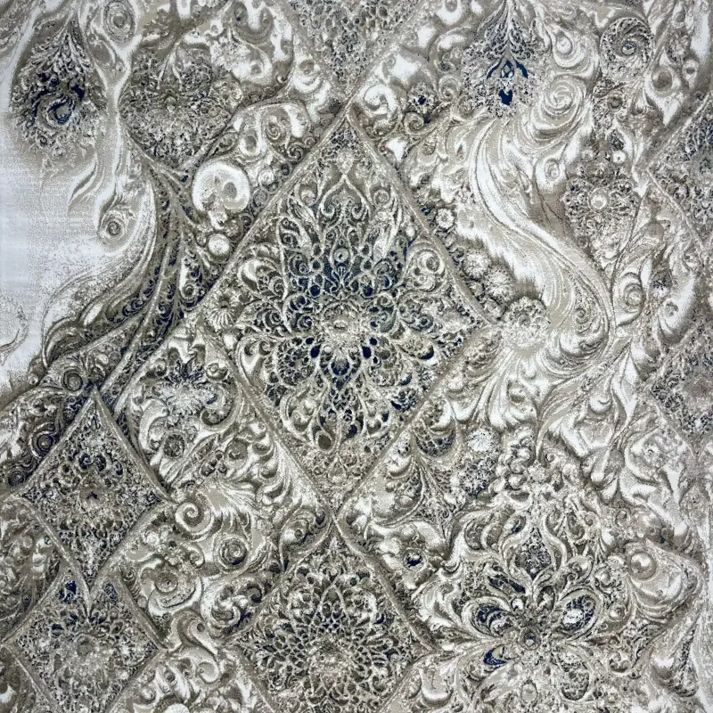 New Bohemian Turkish Kashan 3D Carpet 8555A blue Size 100*200